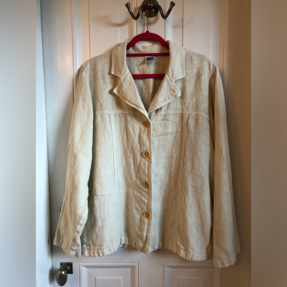 Johnny Was linen pant and jacket set size M